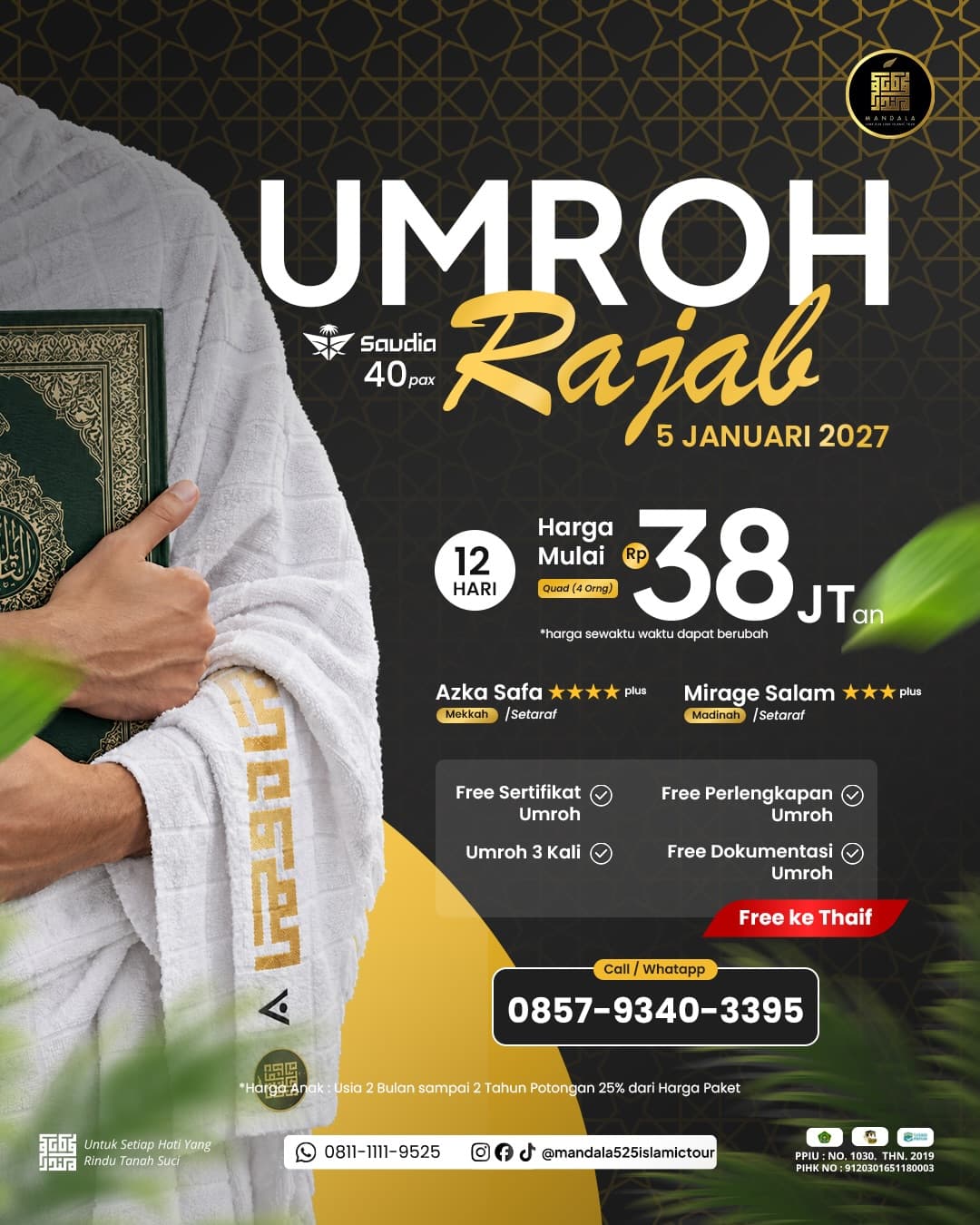 Materi asli Umroh Rajab, keberangkatan 5 Januari 2027